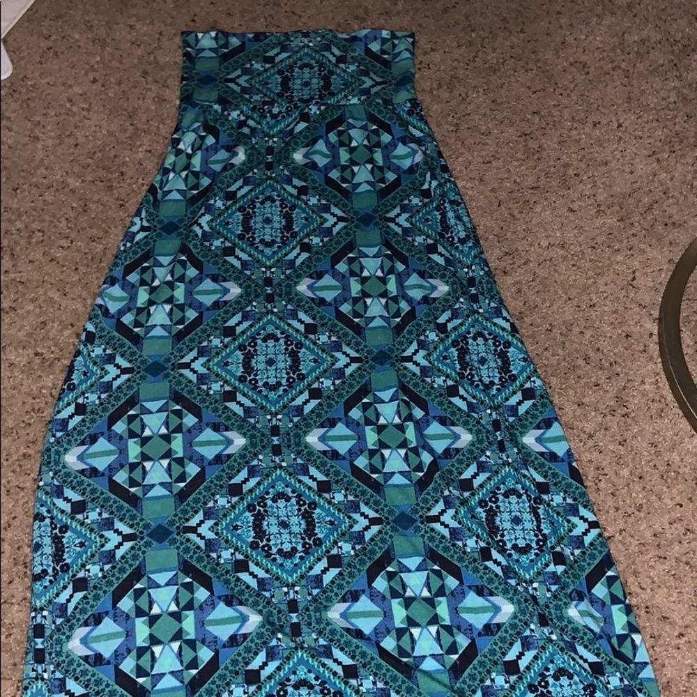 Multi colored blue maxi skirt